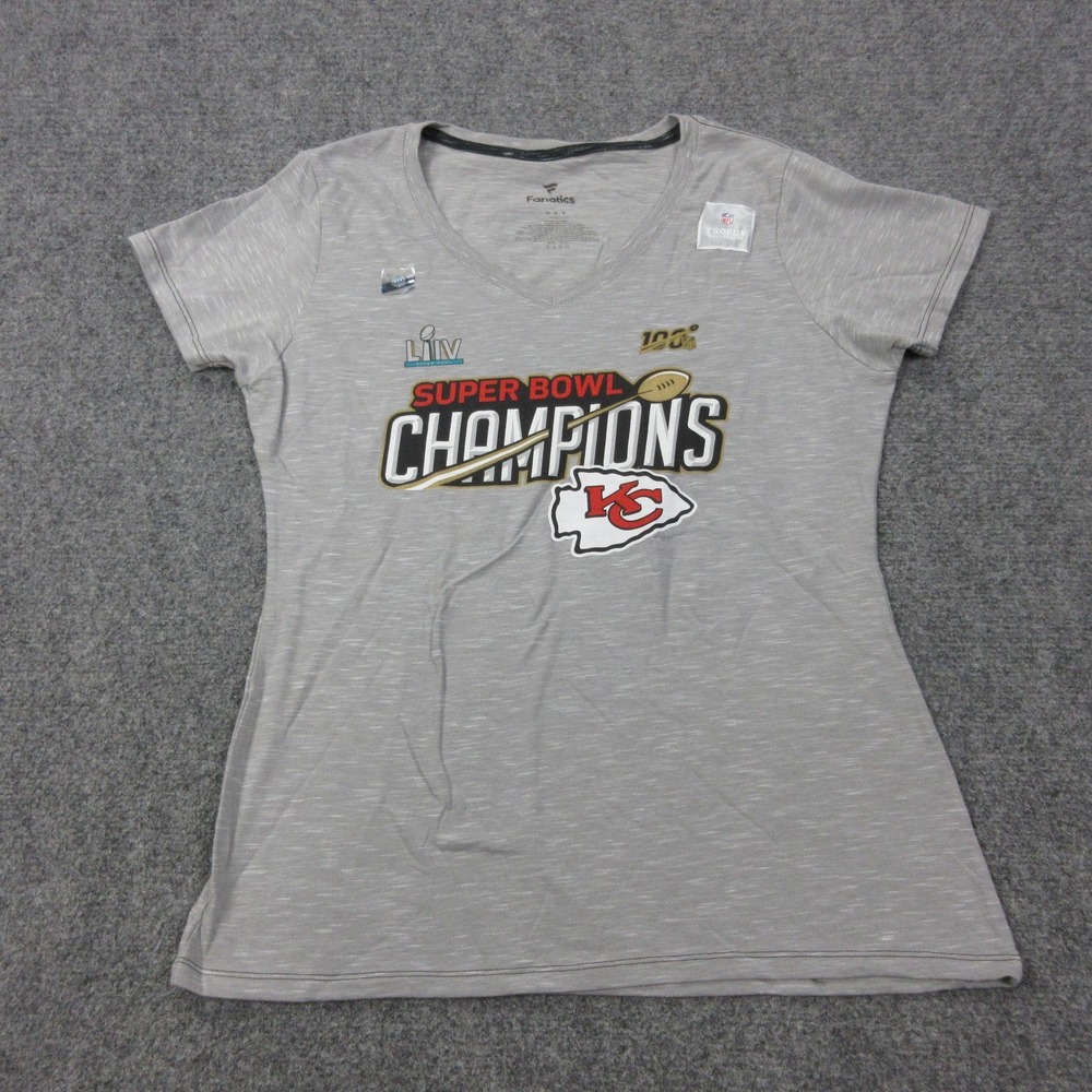 Kansas City Chiefs Shirt Womens Medium Gray NFL Super Bowl LIV Champs Fanatics